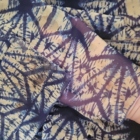 Jean Paul Gauntier Soleil Rare Tie Front Sunburst cardigan top blue tan XL - Picture 11 of 11